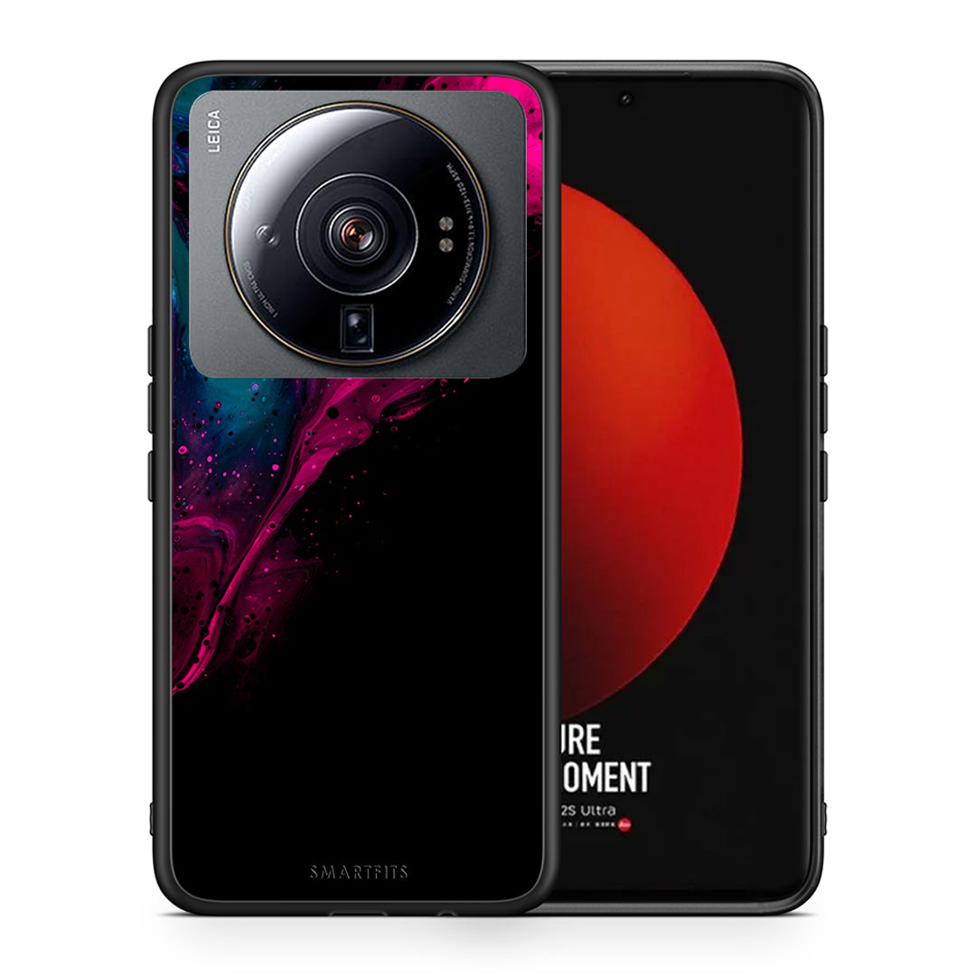 Θήκη Xiaomi 12S Ultra Pink Black Watercolor από τη Smartfits με σχέδιο στο πίσω μέρος και μαύρο περίβλημα | Xiaomi 12S Ultra Pink Black Watercolor case with colorful back and black bezels