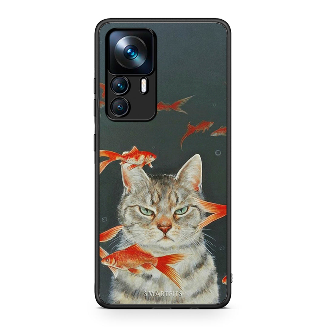 Xiaomi 12T / 12T Pro / K50 Ultra Cat Goldfish θήκη από τη Smartfits με σχέδιο στο πίσω μέρος και μαύρο περίβλημα | Smartphone case with colorful back and black bezels by Smartfits