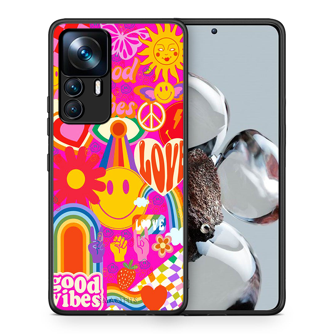 Θήκη Xiaomi 12T / 12T Pro / K50 Ultra Hippie Love από τη Smartfits με σχέδιο στο πίσω μέρος και μαύρο περίβλημα | Xiaomi 12T / 12T Pro / K50 Ultra Hippie Love case with colorful back and black bezels