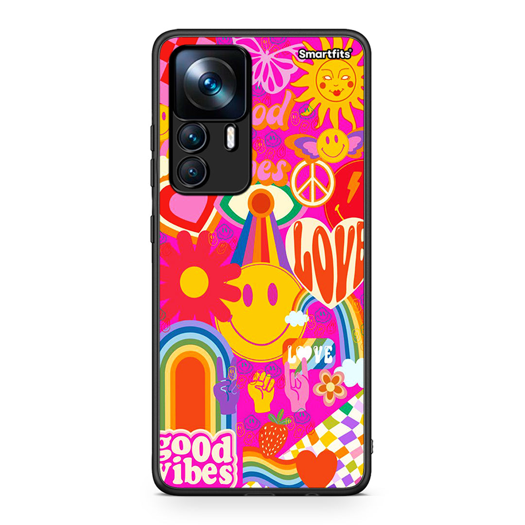 Xiaomi 12T / 12T Pro / K50 Ultra Hippie Love θήκη από τη Smartfits με σχέδιο στο πίσω μέρος και μαύρο περίβλημα | Smartphone case with colorful back and black bezels by Smartfits