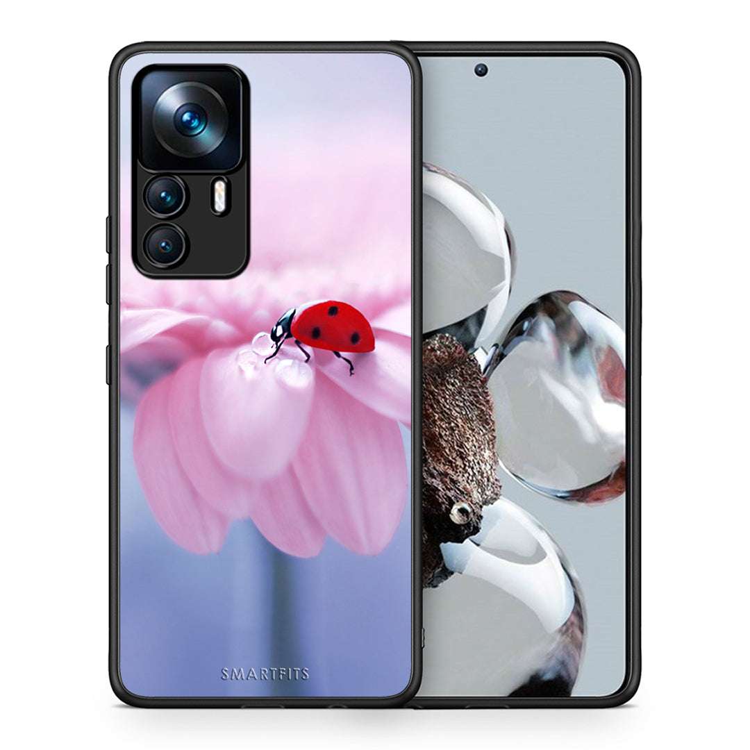 Θήκη Xiaomi 12T / 12T Pro / K50 Ultra Ladybug Flower από τη Smartfits με σχέδιο στο πίσω μέρος και μαύρο περίβλημα | Xiaomi 12T / 12T Pro / K50 Ultra Ladybug Flower case with colorful back and black bezels