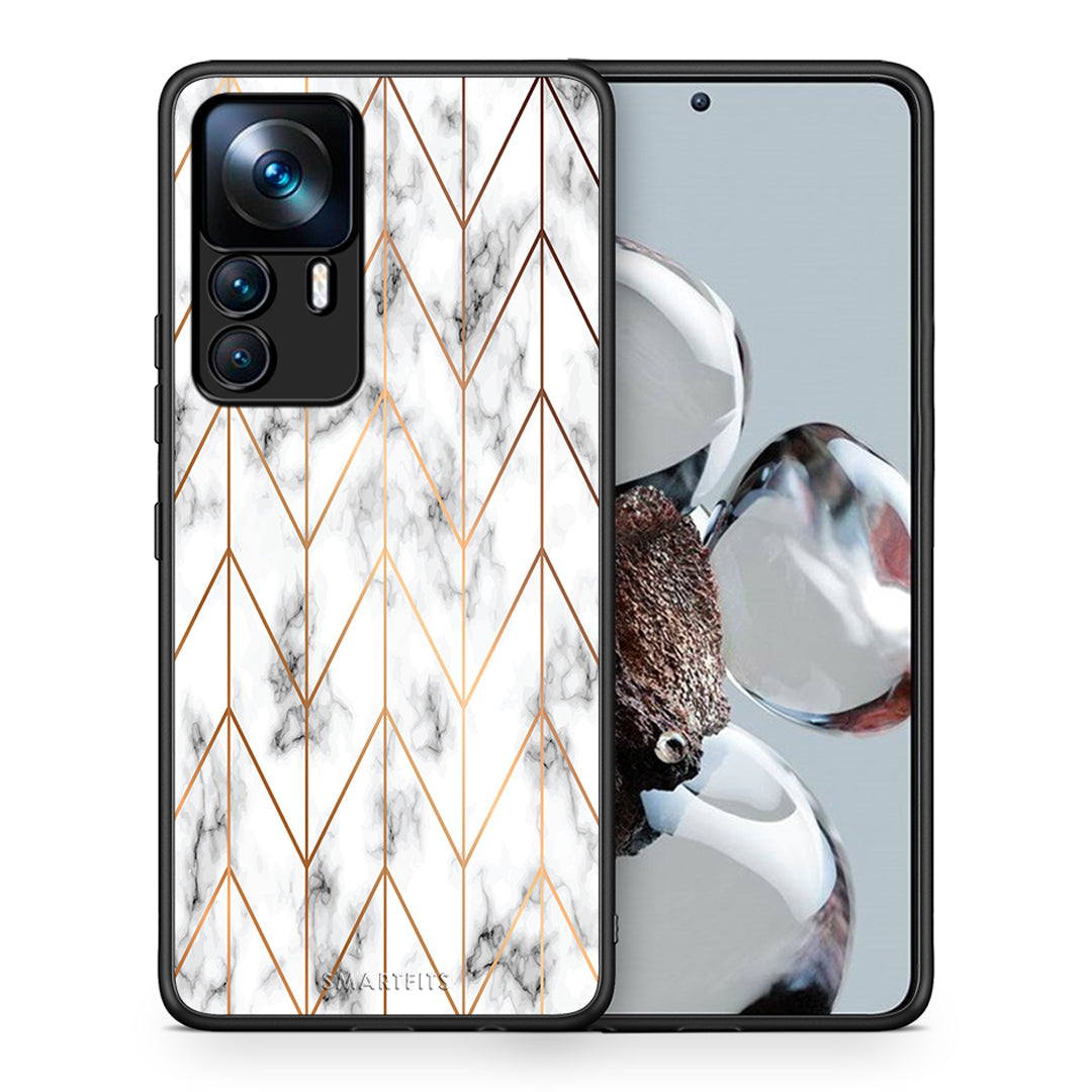 Θήκη Xiaomi 12T / 12T Pro / K50 Ultra Gold Geometric Marble από τη Smartfits με σχέδιο στο πίσω μέρος και μαύρο περίβλημα | Xiaomi 12T / 12T Pro / K50 Ultra Gold Geometric Marble case with colorful back and black bezels