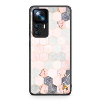 Thumbnail for 4 - Xiaomi 12T / 12T Pro / K50 Ultra Hexagon Pink Marble case, cover, bumper