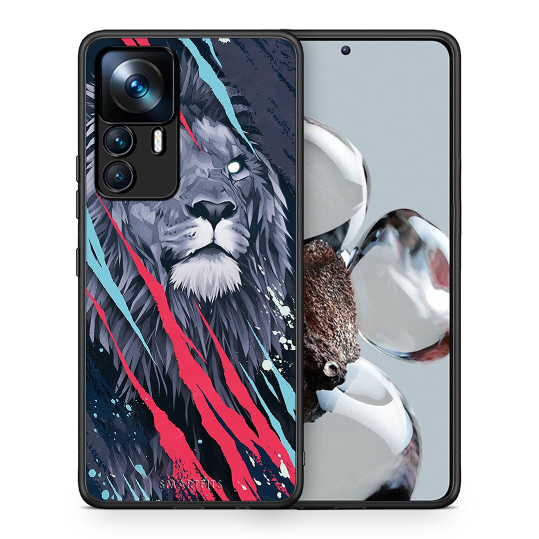 Θήκη Xiaomi 12T / 12T Pro / K50 Ultra Lion Designer PopArt από τη Smartfits με σχέδιο στο πίσω μέρος και μαύρο περίβλημα | Xiaomi 12T / 12T Pro / K50 Ultra Lion Designer PopArt case with colorful back and black bezels