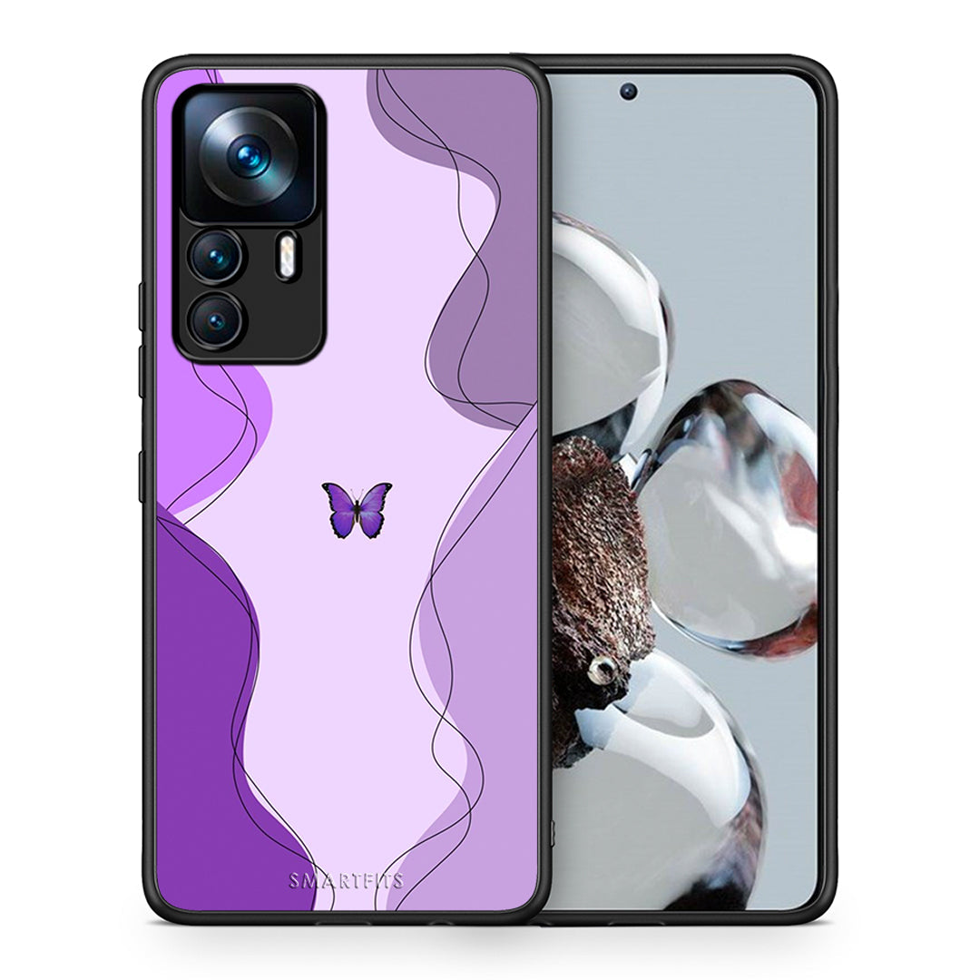 Θήκη Αγίου Βαλεντίνου Xiaomi 12T / 12T Pro / K50 Ultra Purple Mariposa από τη Smartfits με σχέδιο στο πίσω μέρος και μαύρο περίβλημα | Xiaomi 12T / 12T Pro / K50 Ultra Purple Mariposa case with colorful back and black bezels