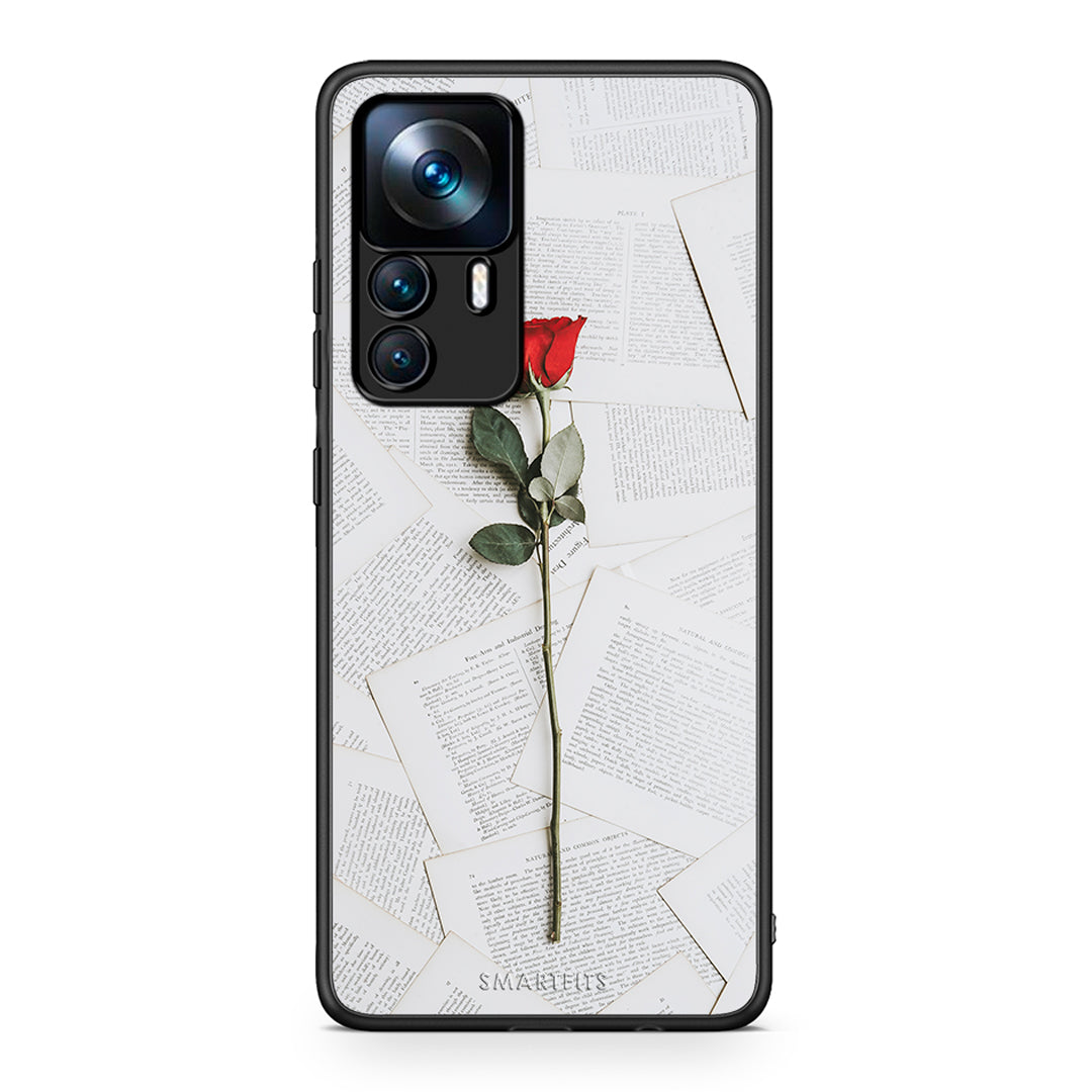 Xiaomi 12T / 12T Pro / K50 Ultra Red Rose θήκη από τη Smartfits με σχέδιο στο πίσω μέρος και μαύρο περίβλημα | Smartphone case with colorful back and black bezels by Smartfits