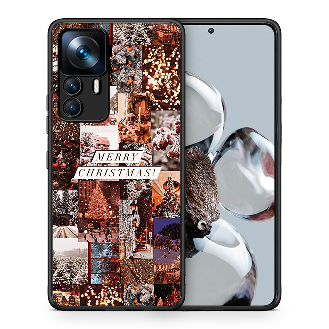 Θήκη Xiaomi 12T / K50 Ultra Xmas Collage από τη Smartfits με σχέδιο στο πίσω μέρος και μαύρο περίβλημα | Xiaomi 12T / K50 Ultra Xmas Collage case with colorful back and black bezels