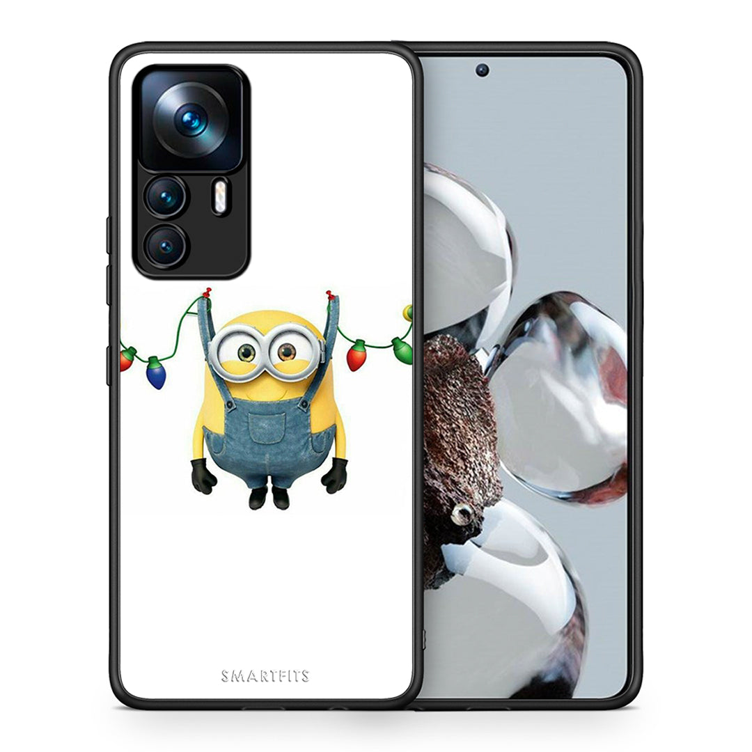 Θήκη Xiaomi 12T / K50 Ultra Xmas Minion Lights από τη Smartfits με σχέδιο στο πίσω μέρος και μαύρο περίβλημα | Xiaomi 12T / K50 Ultra Xmas Minion Lights case with colorful back and black bezels