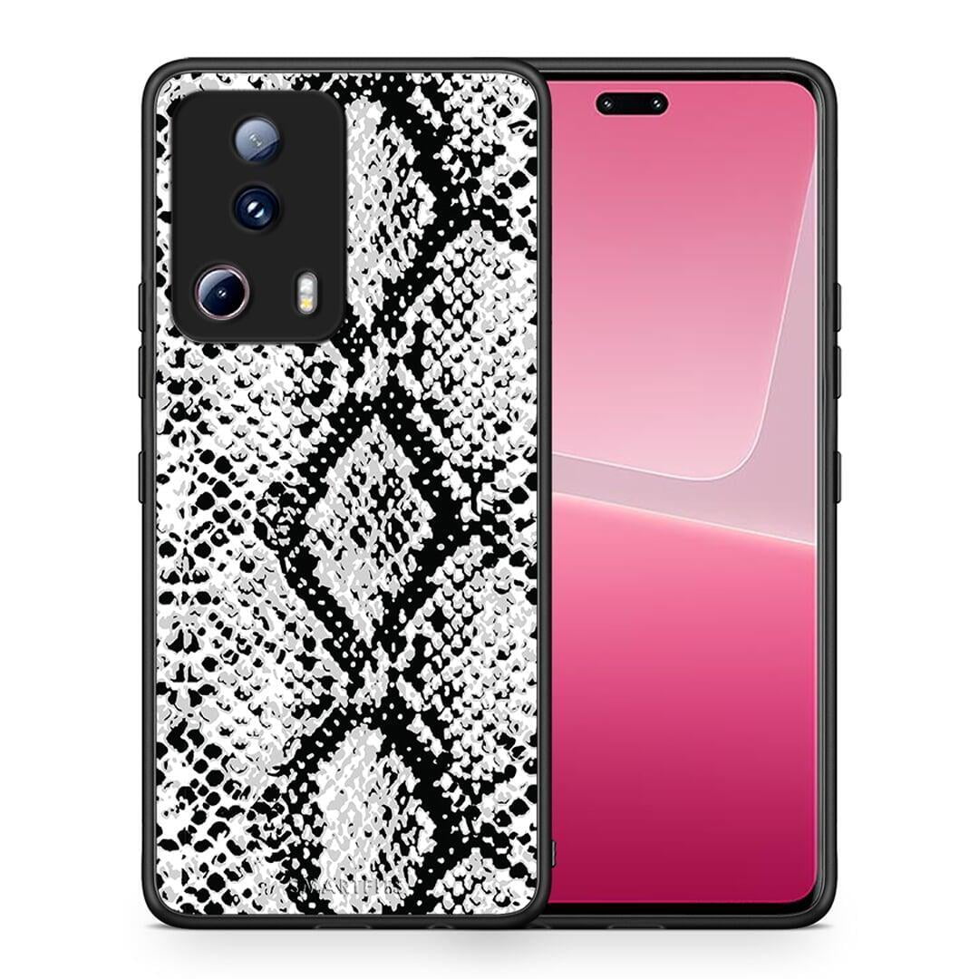 Θήκη Xiaomi 13 Lite 5G Animal White Snake από τη Smartfits με σχέδιο στο πίσω μέρος και μαύρο περίβλημα | Xiaomi 13 Lite 5G Animal White Snake Case with Colorful Back and Black Bezels