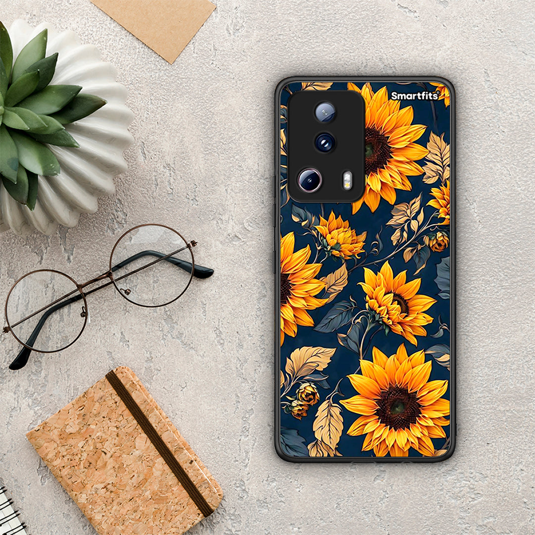 Θήκη Xiaomi 13 Lite 5G Autumn Sunflowers από τη Smartfits με σχέδιο στο πίσω μέρος και μαύρο περίβλημα | Xiaomi 13 Lite 5G Autumn Sunflowers Case with Colorful Back and Black Bezels