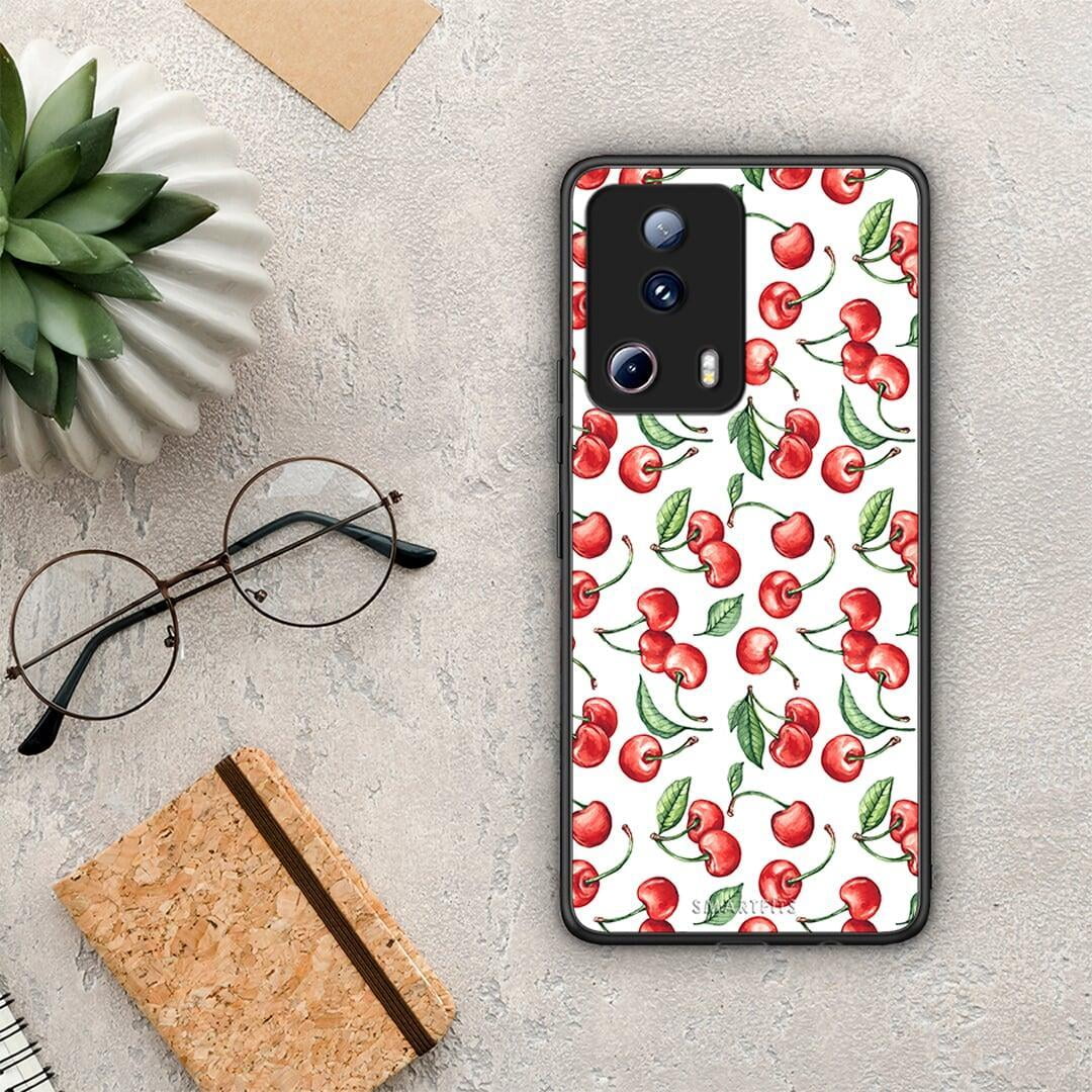 Θήκη Xiaomi 13 Lite 5G Cherry Summer από τη Smartfits με σχέδιο στο πίσω μέρος και μαύρο περίβλημα | Xiaomi 13 Lite 5G Cherry Summer Case with Colorful Back and Black Bezels