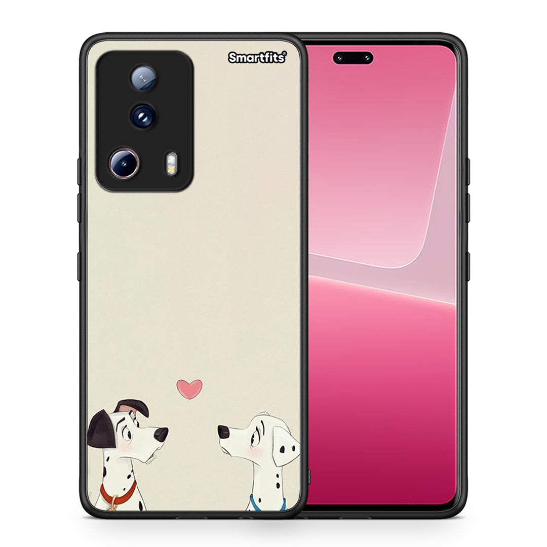 Θήκη Xiaomi 13 Lite 5G Dalmatians Love από τη Smartfits με σχέδιο στο πίσω μέρος και μαύρο περίβλημα | Xiaomi 13 Lite 5G Dalmatians Love Case with Colorful Back and Black Bezels