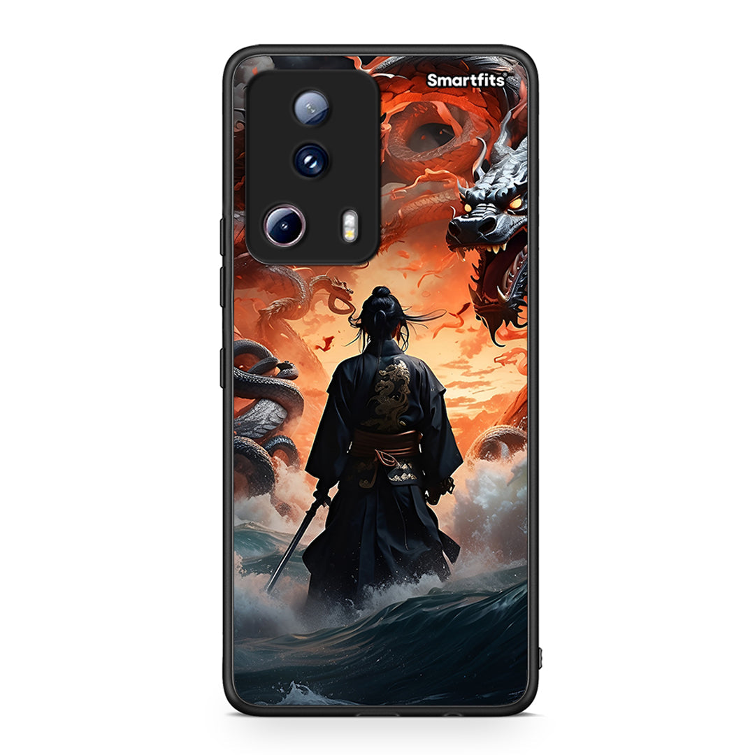 Θήκη Xiaomi 13 Lite 5G Dragons Fight από τη Smartfits με σχέδιο στο πίσω μέρος και μαύρο περίβλημα | Xiaomi 13 Lite 5G Dragons Fight Case with Colorful Back and Black Bezels