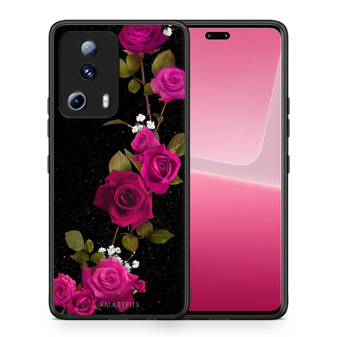 Θήκη Xiaomi 13 Lite 5G Flower Red Roses από τη Smartfits με σχέδιο στο πίσω μέρος και μαύρο περίβλημα | Xiaomi 13 Lite 5G Flower Red Roses Case with Colorful Back and Black Bezels