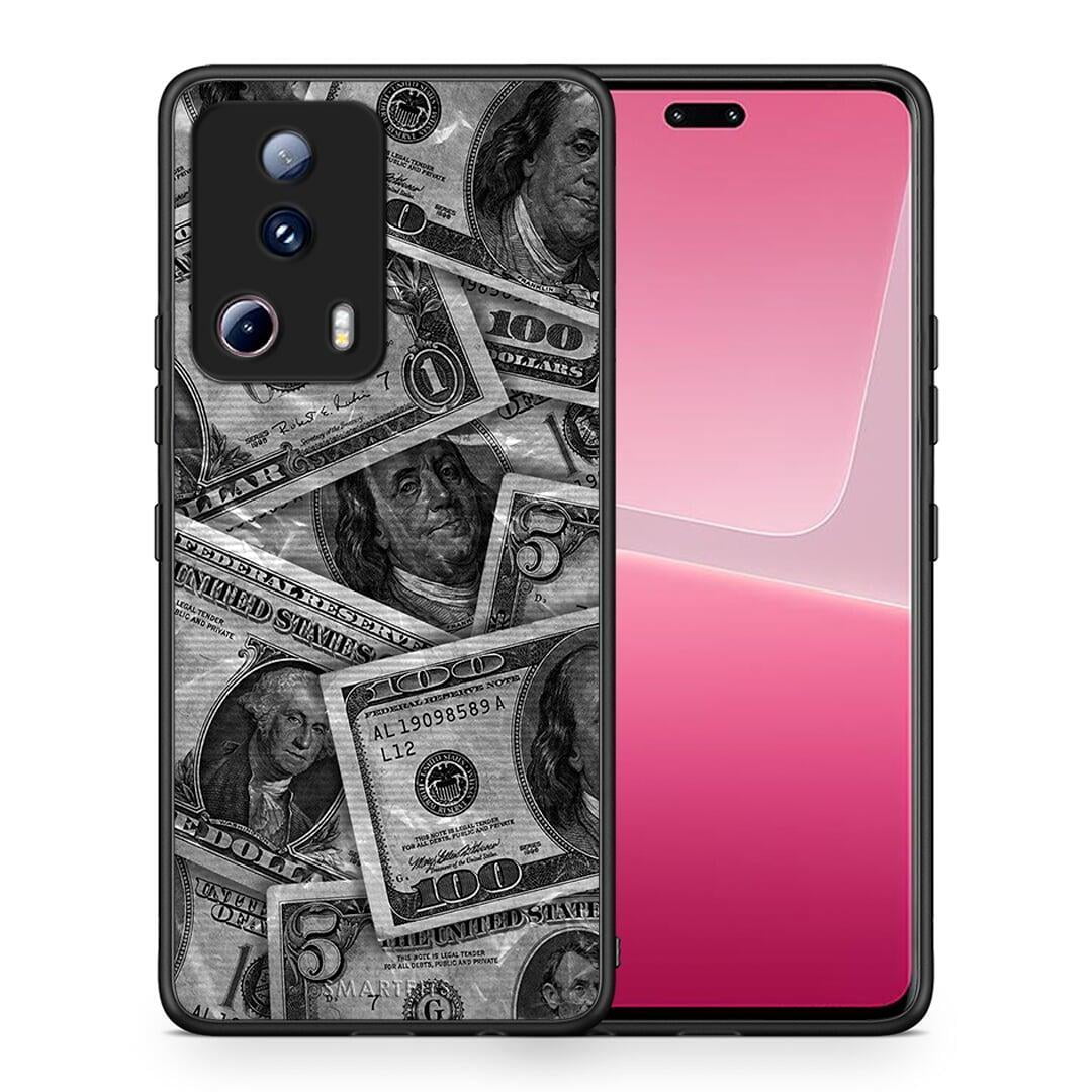 Θήκη Xiaomi 13 Lite 5G Money Dollars από τη Smartfits με σχέδιο στο πίσω μέρος και μαύρο περίβλημα | Xiaomi 13 Lite 5G Money Dollars Case with Colorful Back and Black Bezels