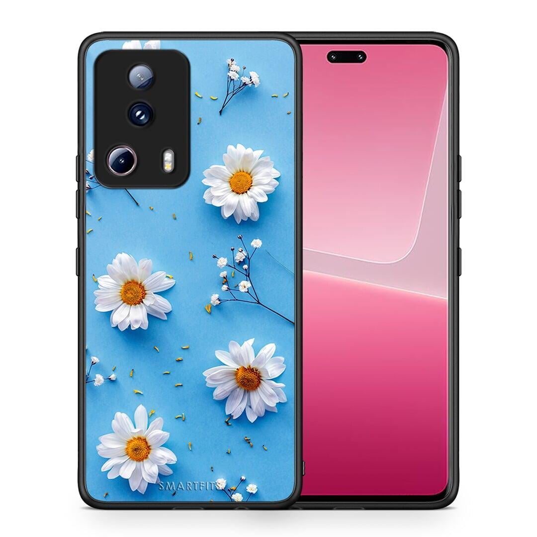 Θήκη Xiaomi 13 Lite 5G Real Daisies από τη Smartfits με σχέδιο στο πίσω μέρος και μαύρο περίβλημα | Xiaomi 13 Lite 5G Real Daisies Case with Colorful Back and Black Bezels