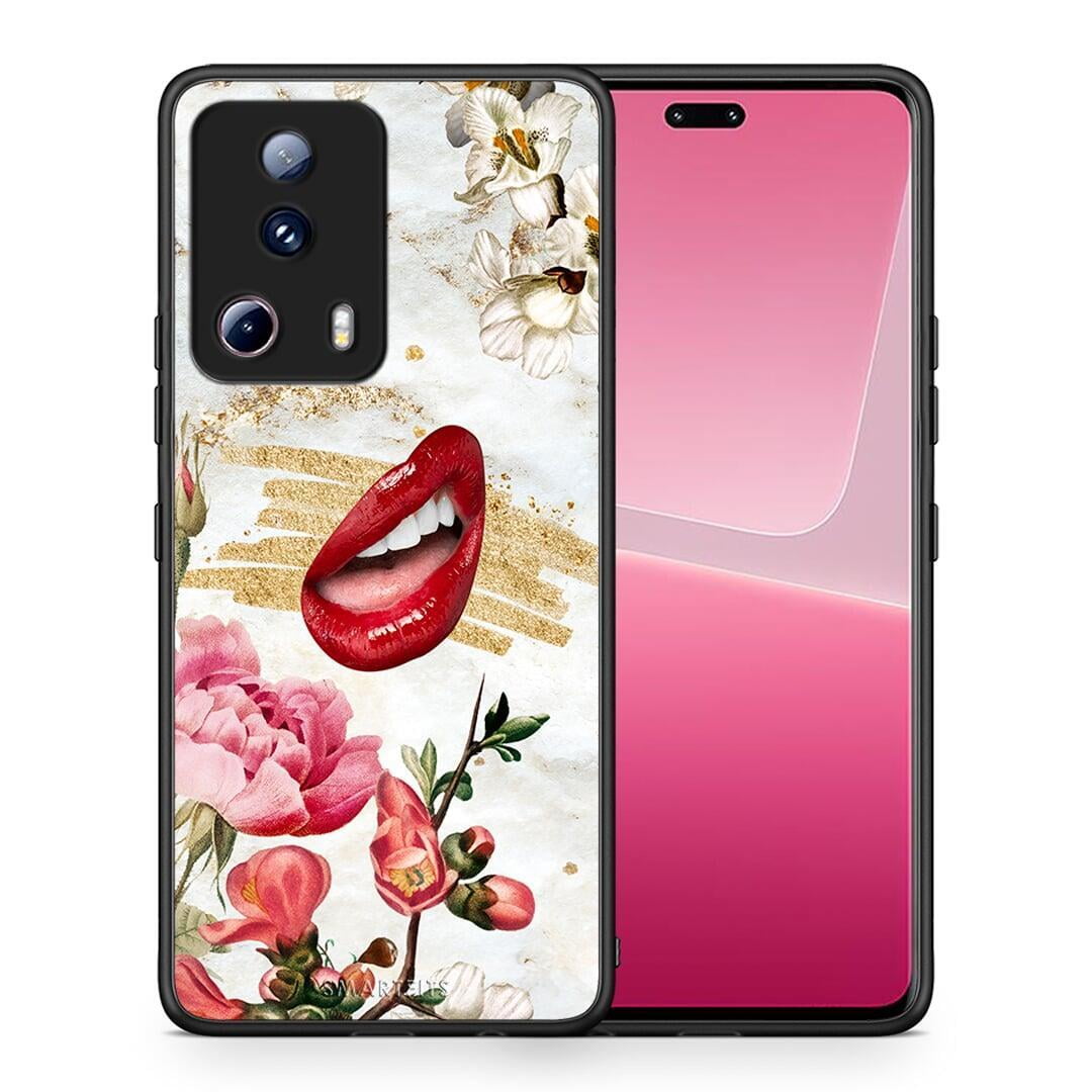 Θήκη Xiaomi 13 Lite 5G Red Lips από τη Smartfits με σχέδιο στο πίσω μέρος και μαύρο περίβλημα | Xiaomi 13 Lite 5G Red Lips Case with Colorful Back and Black Bezels