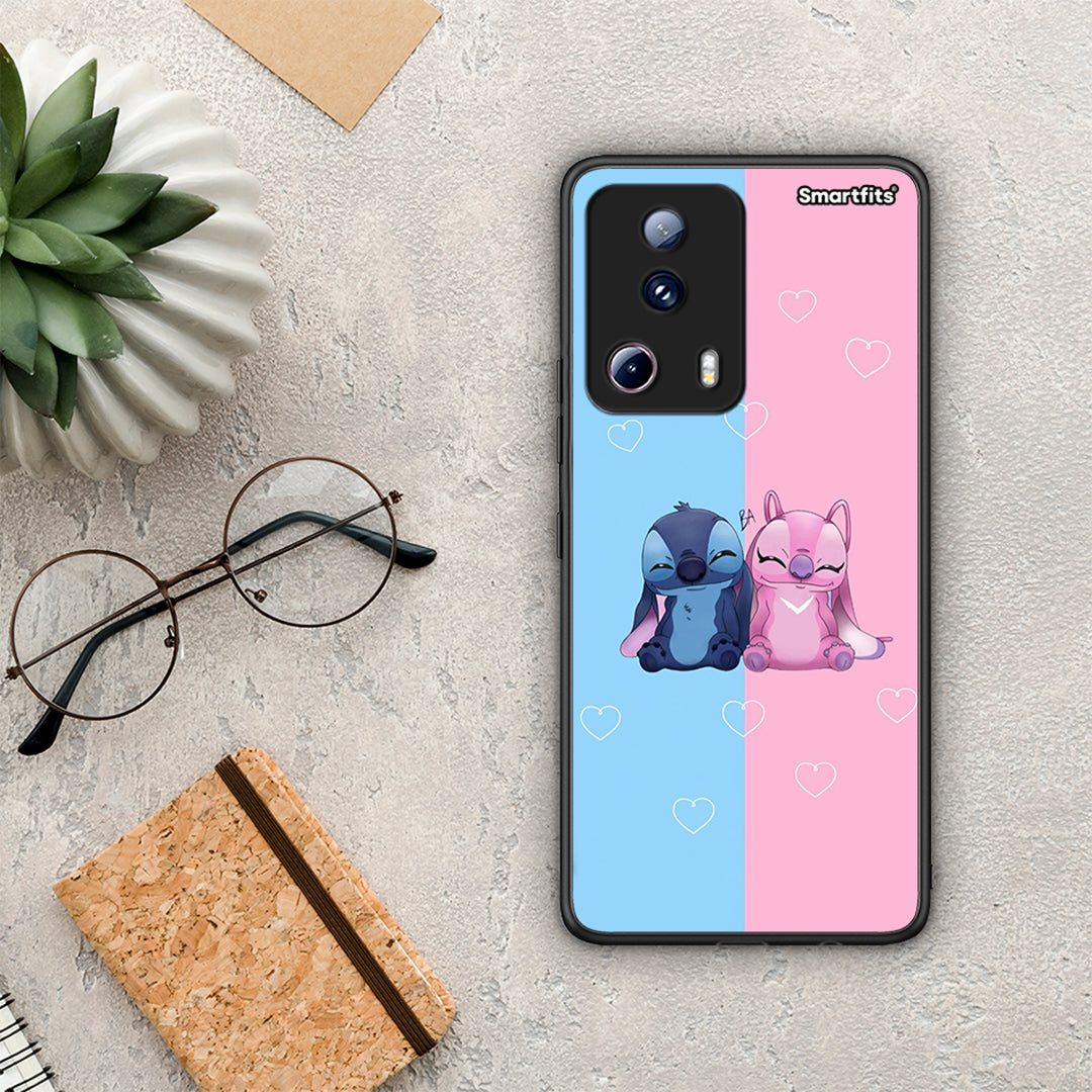 Θήκη Xiaomi 13 Lite 5G Stitch And Angel από τη Smartfits με σχέδιο στο πίσω μέρος και μαύρο περίβλημα | Xiaomi 13 Lite 5G Stitch And Angel Case with Colorful Back and Black Bezels