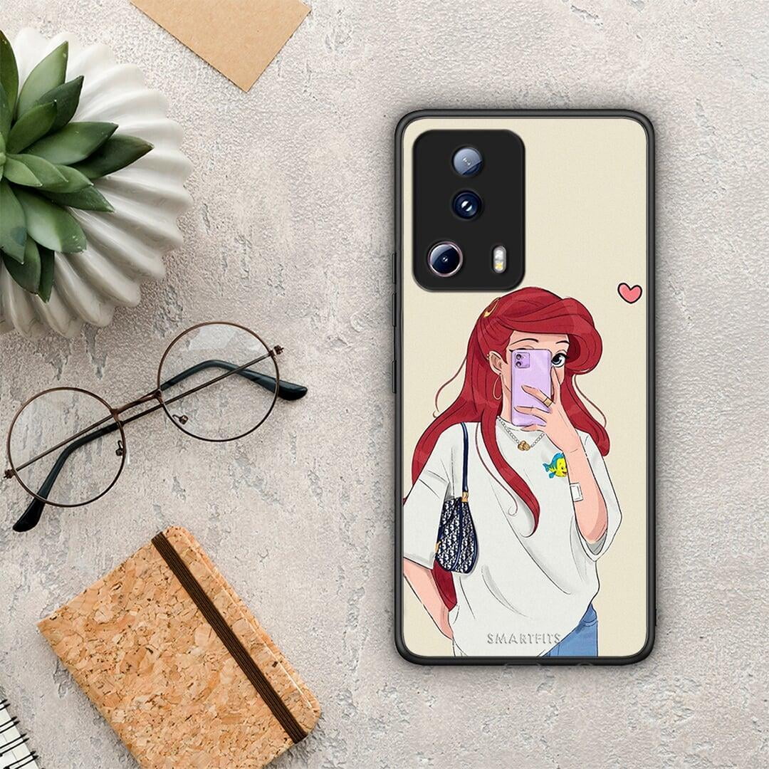 Θήκη Xiaomi 13 Lite 5G Walking Mermaid από τη Smartfits με σχέδιο στο πίσω μέρος και μαύρο περίβλημα | Xiaomi 13 Lite 5G Walking Mermaid Case with Colorful Back and Black Bezels