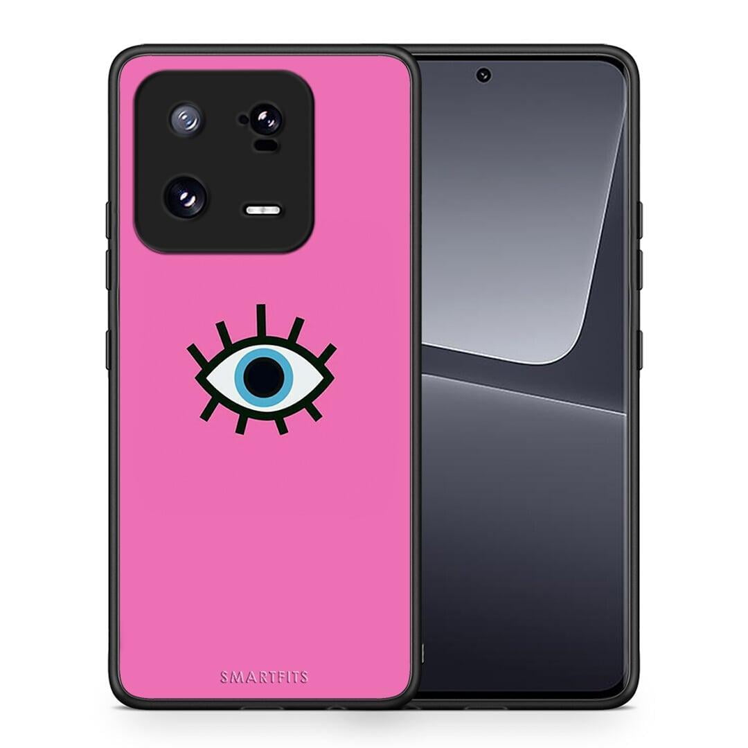 Θήκη Xiaomi 13 Blue Eye Pink από τη Smartfits με σχέδιο στο πίσω μέρος και μαύρο περίβλημα | Xiaomi 13 Blue Eye Pink Case with Colorful Back and Black Bezels