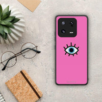 Thumbnail for Θήκη Xiaomi 13 Blue Eye Pink από τη Smartfits με σχέδιο στο πίσω μέρος και μαύρο περίβλημα | Xiaomi 13 Blue Eye Pink Case with Colorful Back and Black Bezels