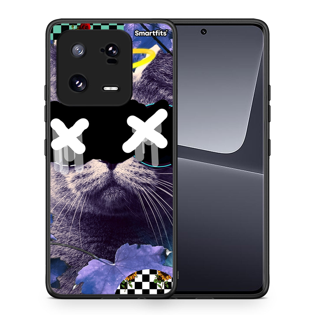 Θήκη Xiaomi 13 Pro Cat Collage από τη Smartfits με σχέδιο στο πίσω μέρος και μαύρο περίβλημα | Xiaomi 13 Pro Cat Collage Case with Colorful Back and Black Bezels