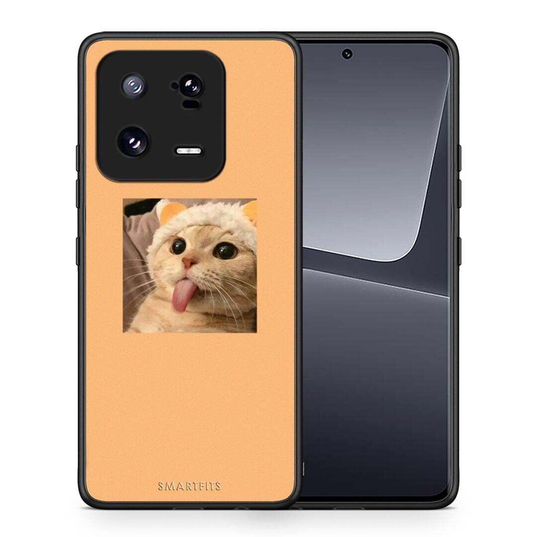 Θήκη Xiaomi 13 Pro Cat Tongue από τη Smartfits με σχέδιο στο πίσω μέρος και μαύρο περίβλημα | Xiaomi 13 Pro Cat Tongue Case with Colorful Back and Black Bezels