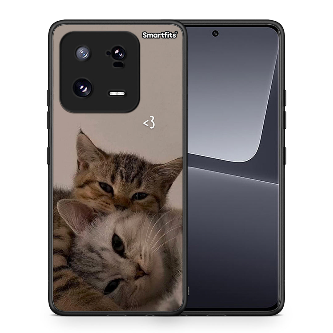 Θήκη Xiaomi 13 Pro Cats In Love από τη Smartfits με σχέδιο στο πίσω μέρος και μαύρο περίβλημα | Xiaomi 13 Pro Cats In Love Case with Colorful Back and Black Bezels