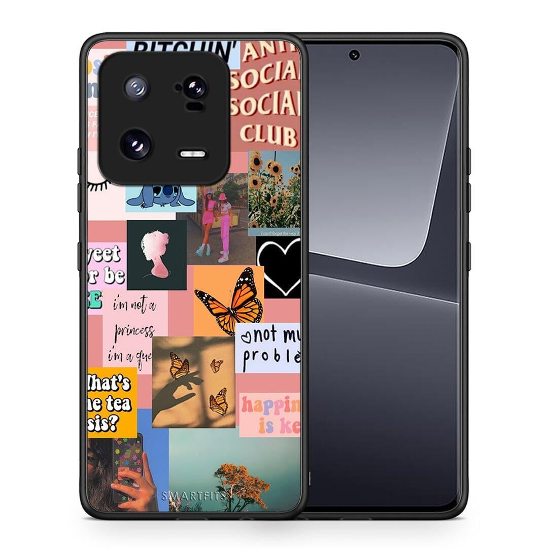 Θήκη Xiaomi 13 Pro Collage Bitchin από τη Smartfits με σχέδιο στο πίσω μέρος και μαύρο περίβλημα | Xiaomi 13 Pro Collage Bitchin Case with Colorful Back and Black Bezels