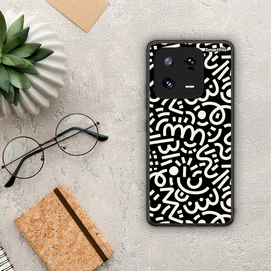 Θήκη Xiaomi 13 Doodle Art από τη Smartfits με σχέδιο στο πίσω μέρος και μαύρο περίβλημα | Xiaomi 13 Doodle Art Case with Colorful Back and Black Bezels