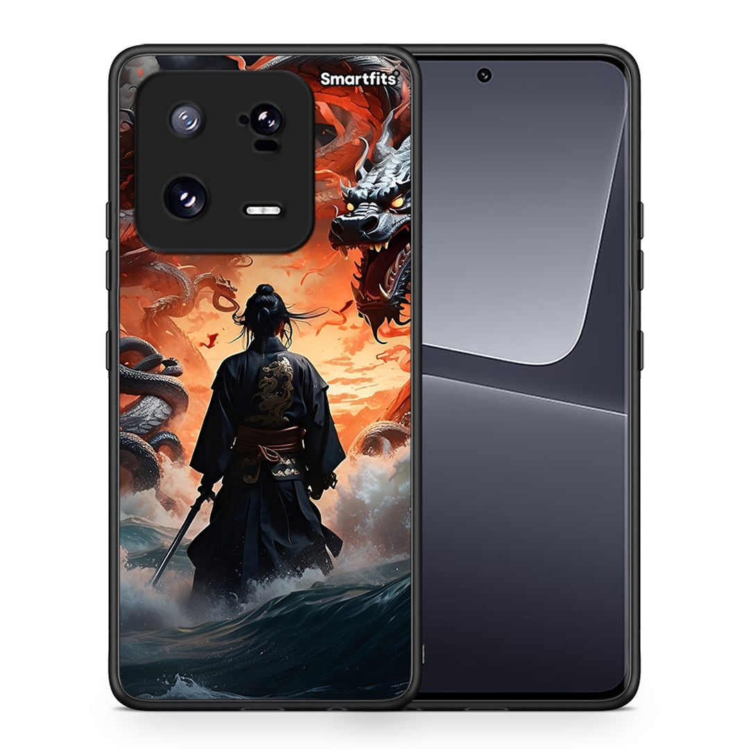 Θήκη Xiaomi 13 Pro Dragons Fight από τη Smartfits με σχέδιο στο πίσω μέρος και μαύρο περίβλημα | Xiaomi 13 Pro Dragons Fight Case with Colorful Back and Black Bezels