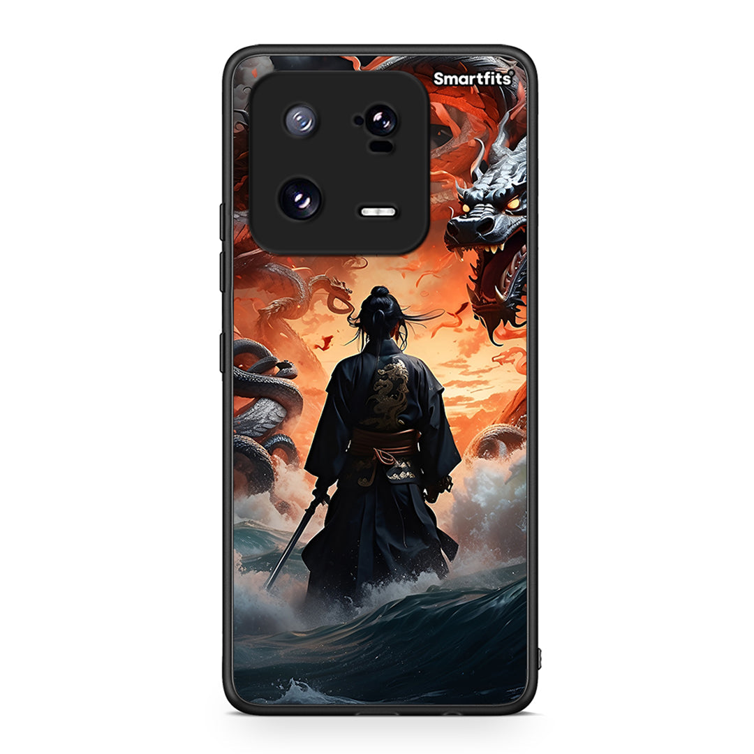 Θήκη Xiaomi 13 Pro Dragons Fight από τη Smartfits με σχέδιο στο πίσω μέρος και μαύρο περίβλημα | Xiaomi 13 Pro Dragons Fight Case with Colorful Back and Black Bezels