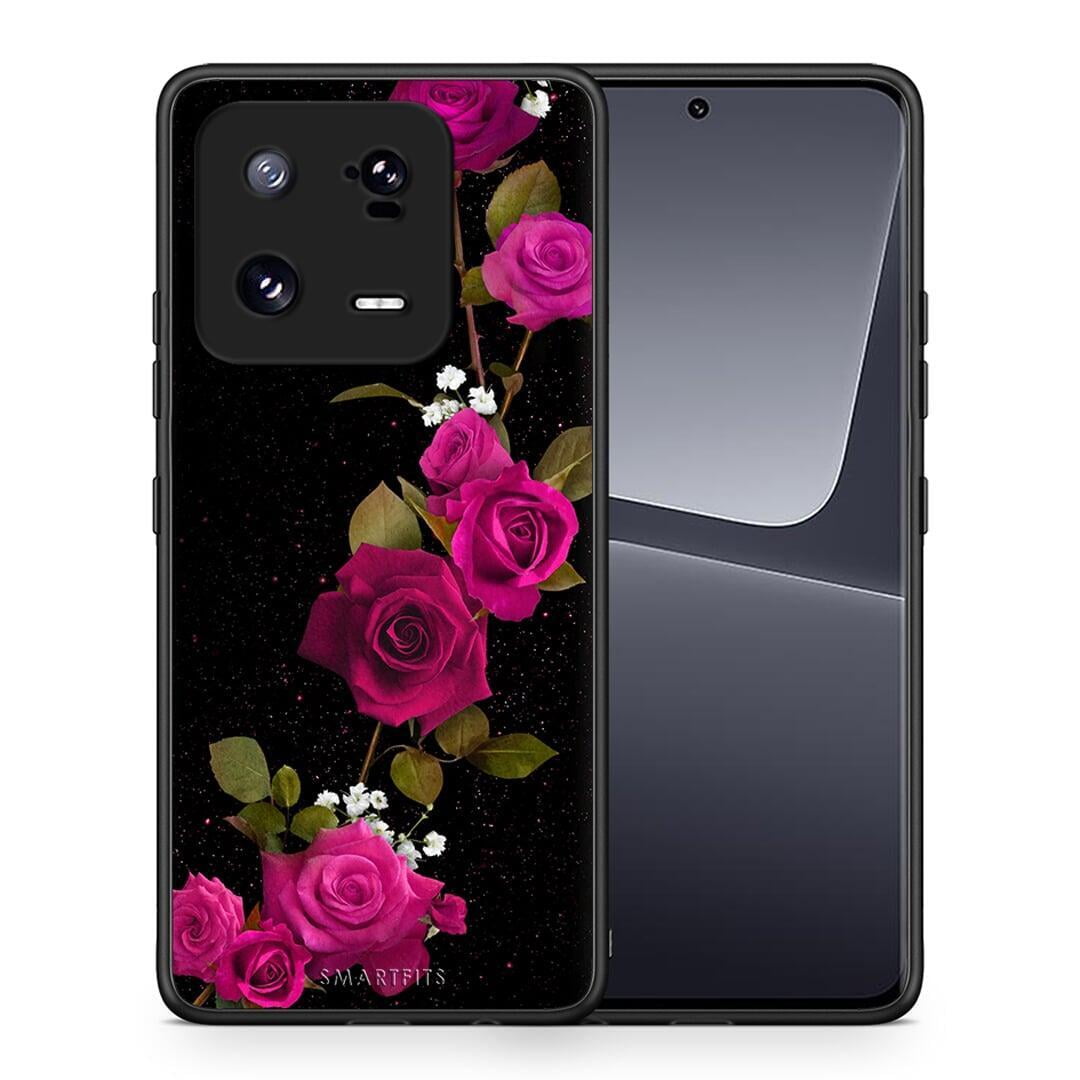 Θήκη Xiaomi 13 Flower Red Roses από τη Smartfits με σχέδιο στο πίσω μέρος και μαύρο περίβλημα | Xiaomi 13 Flower Red Roses Case with Colorful Back and Black Bezels