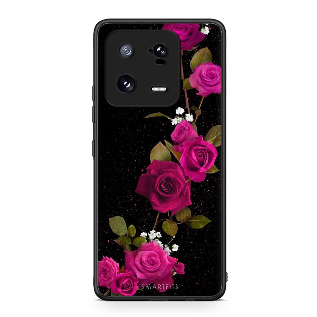 Θήκη Xiaomi 13 Flower Red Roses από τη Smartfits με σχέδιο στο πίσω μέρος και μαύρο περίβλημα | Xiaomi 13 Flower Red Roses Case with Colorful Back and Black Bezels