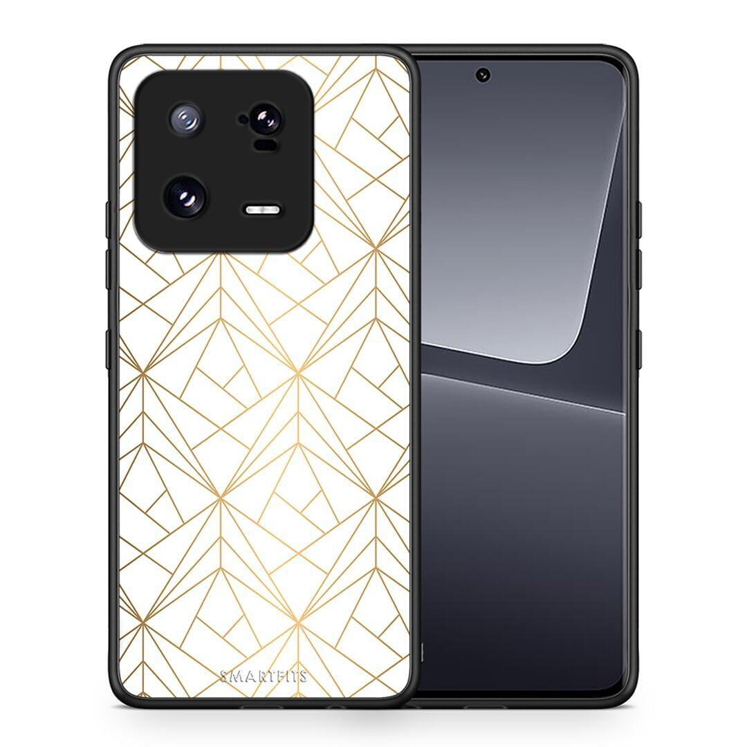 Θήκη Xiaomi 13 Geometric Luxury White από τη Smartfits με σχέδιο στο πίσω μέρος και μαύρο περίβλημα | Xiaomi 13 Geometric Luxury White Case with Colorful Back and Black Bezels