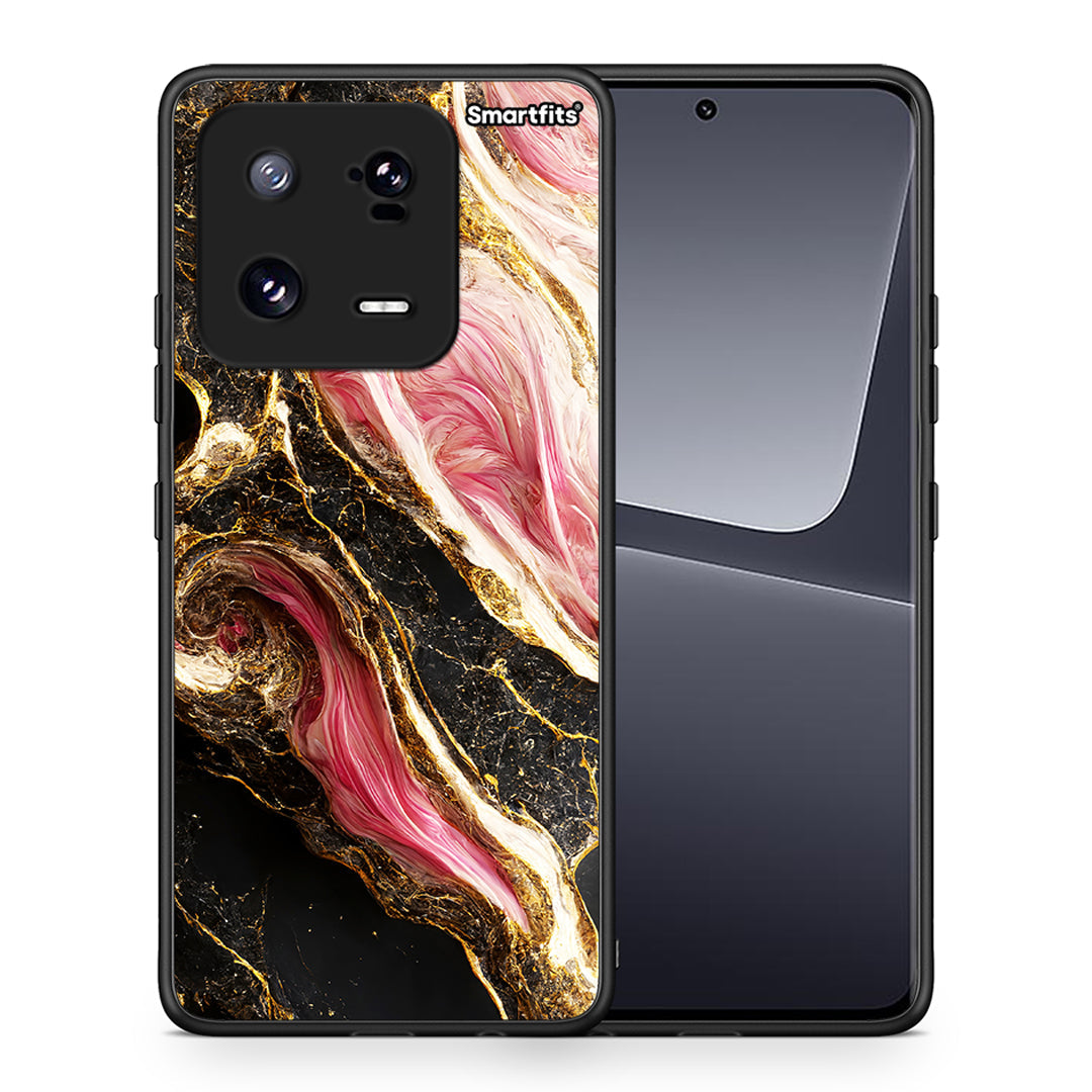 Θήκη Xiaomi 13 Glamorous Pink Marble από τη Smartfits με σχέδιο στο πίσω μέρος και μαύρο περίβλημα | Xiaomi 13 Glamorous Pink Marble Case with Colorful Back and Black Bezels