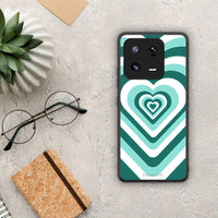 Thumbnail for Θήκη Xiaomi 13 Pro Green Hearts από τη Smartfits με σχέδιο στο πίσω μέρος και μαύρο περίβλημα | Xiaomi 13 Pro Green Hearts Case with Colorful Back and Black Bezels