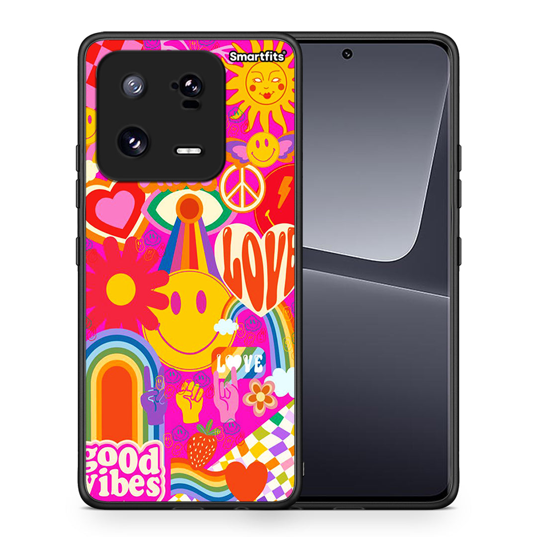 Θήκη Xiaomi 13 Pro Hippie Love από τη Smartfits με σχέδιο στο πίσω μέρος και μαύρο περίβλημα | Xiaomi 13 Pro Hippie Love Case with Colorful Back and Black Bezels