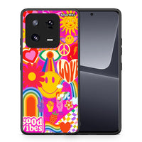 Thumbnail for Θήκη Xiaomi 13 Hippie Love από τη Smartfits με σχέδιο στο πίσω μέρος και μαύρο περίβλημα | Xiaomi 13 Hippie Love Case with Colorful Back and Black Bezels