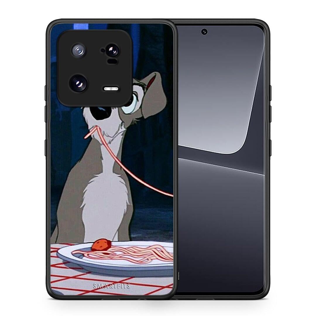 Θήκη Xiaomi 13 Lady And Tramp 1 από τη Smartfits με σχέδιο στο πίσω μέρος και μαύρο περίβλημα | Xiaomi 13 Lady And Tramp 1 Case with Colorful Back and Black Bezels