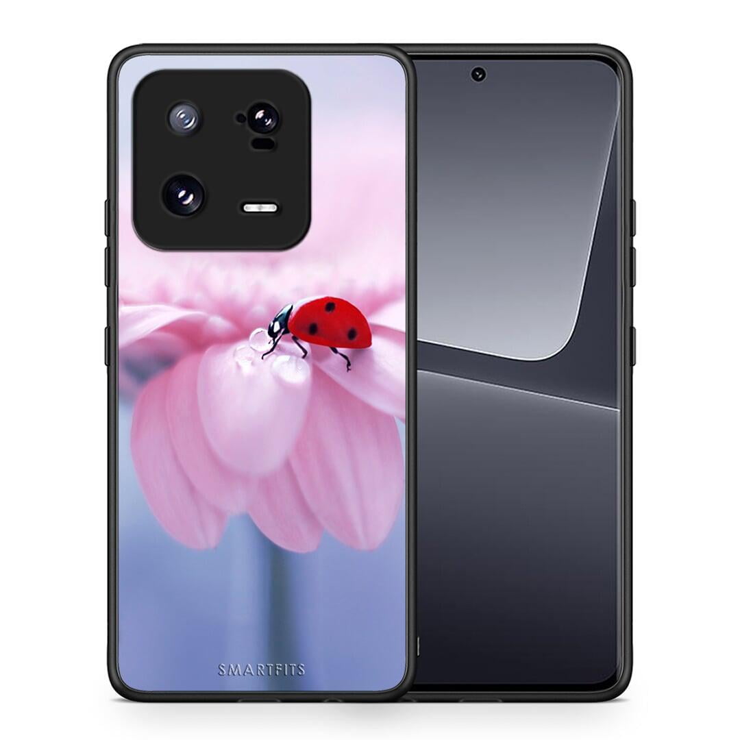 Θήκη Xiaomi 13 Pro Ladybug Flower από τη Smartfits με σχέδιο στο πίσω μέρος και μαύρο περίβλημα | Xiaomi 13 Pro Ladybug Flower Case with Colorful Back and Black Bezels