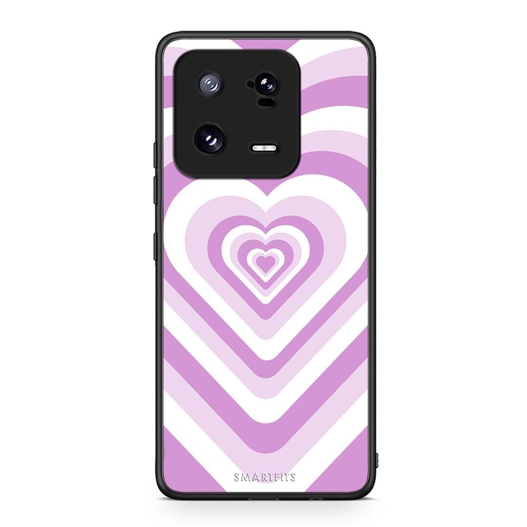 Θήκη Xiaomi 13 Lilac Hearts από τη Smartfits με σχέδιο στο πίσω μέρος και μαύρο περίβλημα | Xiaomi 13 Lilac Hearts Case with Colorful Back and Black Bezels