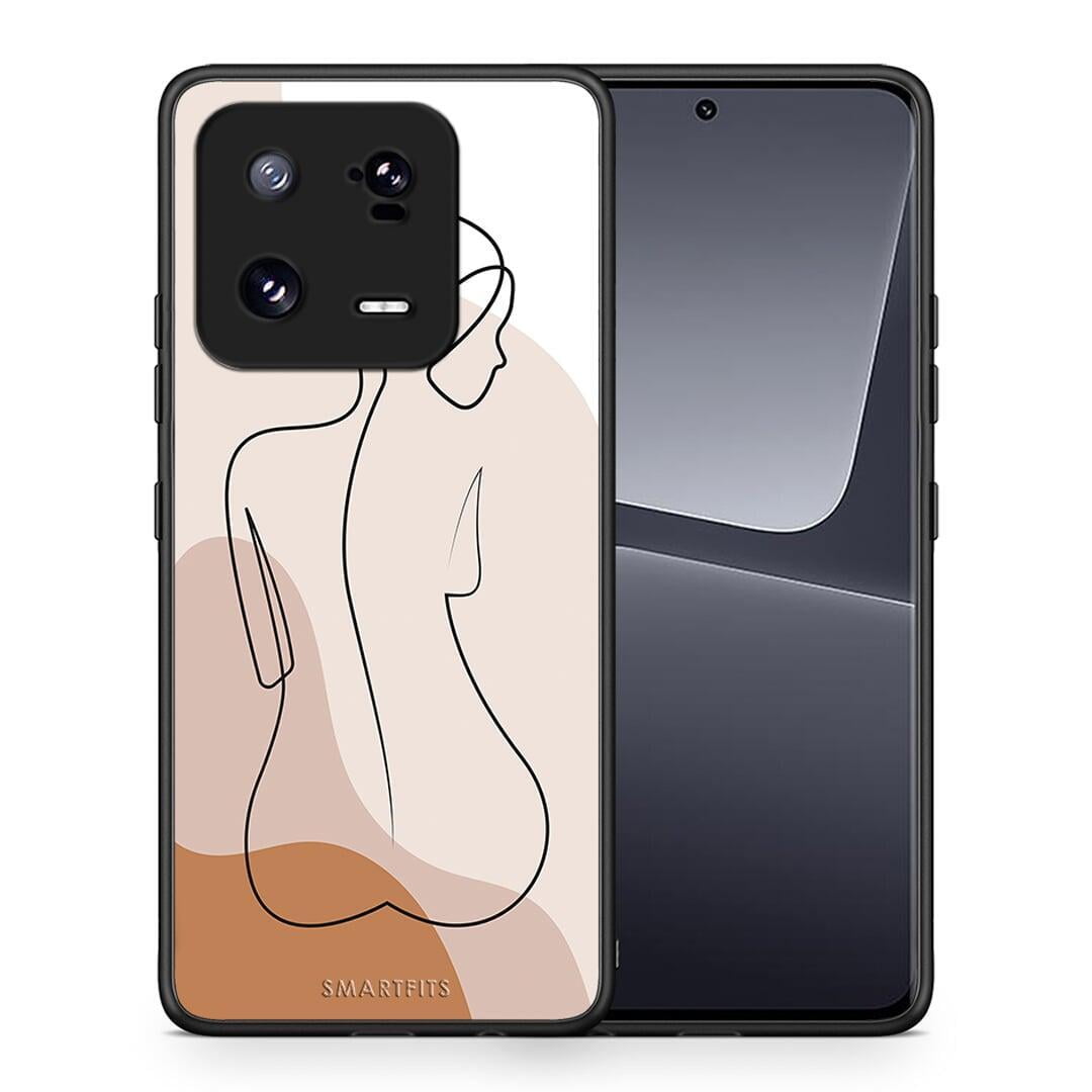 Θήκη Xiaomi 13 LineArt Woman από τη Smartfits με σχέδιο στο πίσω μέρος και μαύρο περίβλημα | Xiaomi 13 LineArt Woman Case with Colorful Back and Black Bezels