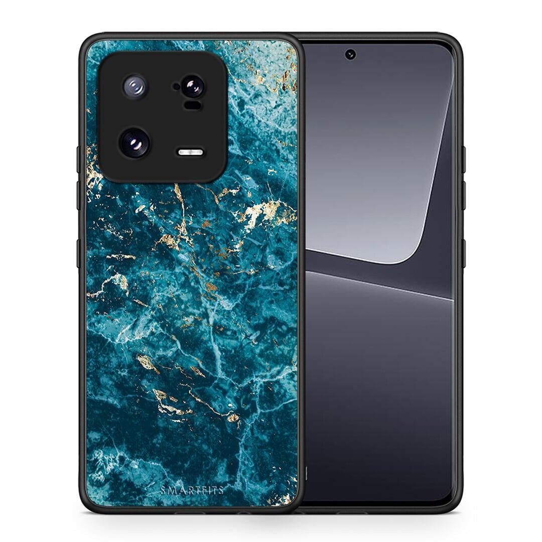 Θήκη Xiaomi 13 Marble Blue από τη Smartfits με σχέδιο στο πίσω μέρος και μαύρο περίβλημα | Xiaomi 13 Marble Blue Case with Colorful Back and Black Bezels