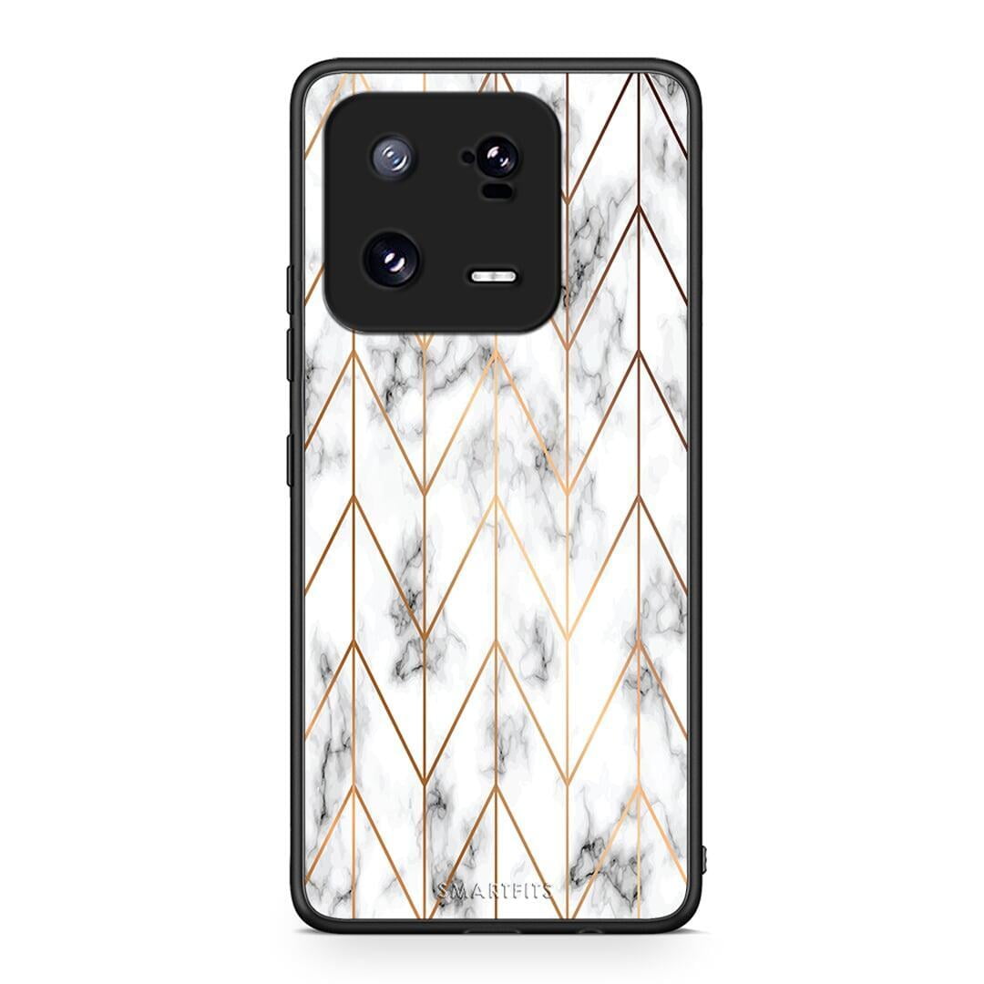 Θήκη Xiaomi 13 Marble Gold Geometric από τη Smartfits με σχέδιο στο πίσω μέρος και μαύρο περίβλημα | Xiaomi 13 Marble Gold Geometric Case with Colorful Back and Black Bezels