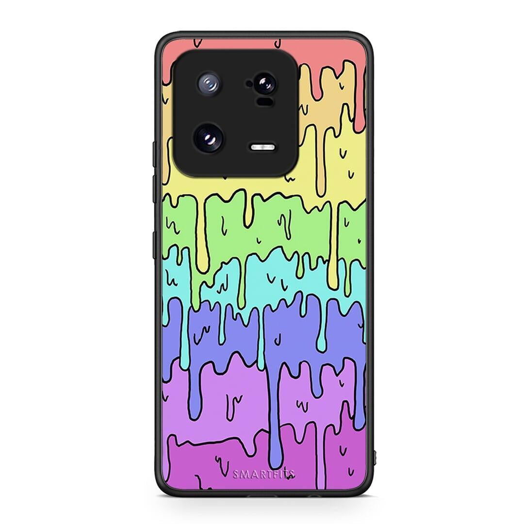 Θήκη Xiaomi 13 Melting Rainbow από τη Smartfits με σχέδιο στο πίσω μέρος και μαύρο περίβλημα | Xiaomi 13 Melting Rainbow Case with Colorful Back and Black Bezels