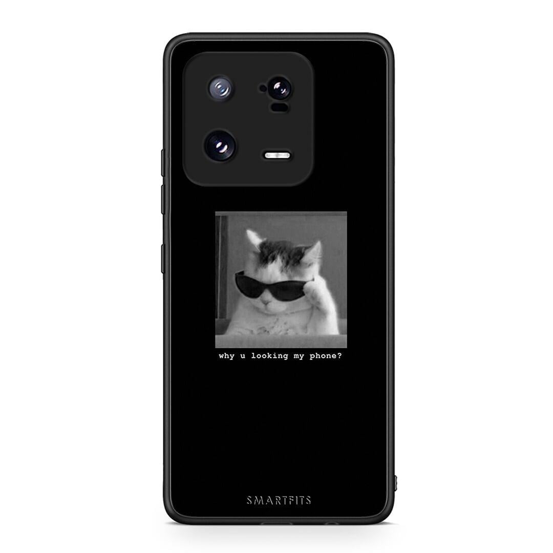 Θήκη Xiaomi 13 Pro Meme Cat από τη Smartfits με σχέδιο στο πίσω μέρος και μαύρο περίβλημα | Xiaomi 13 Pro Meme Cat Case with Colorful Back and Black Bezels