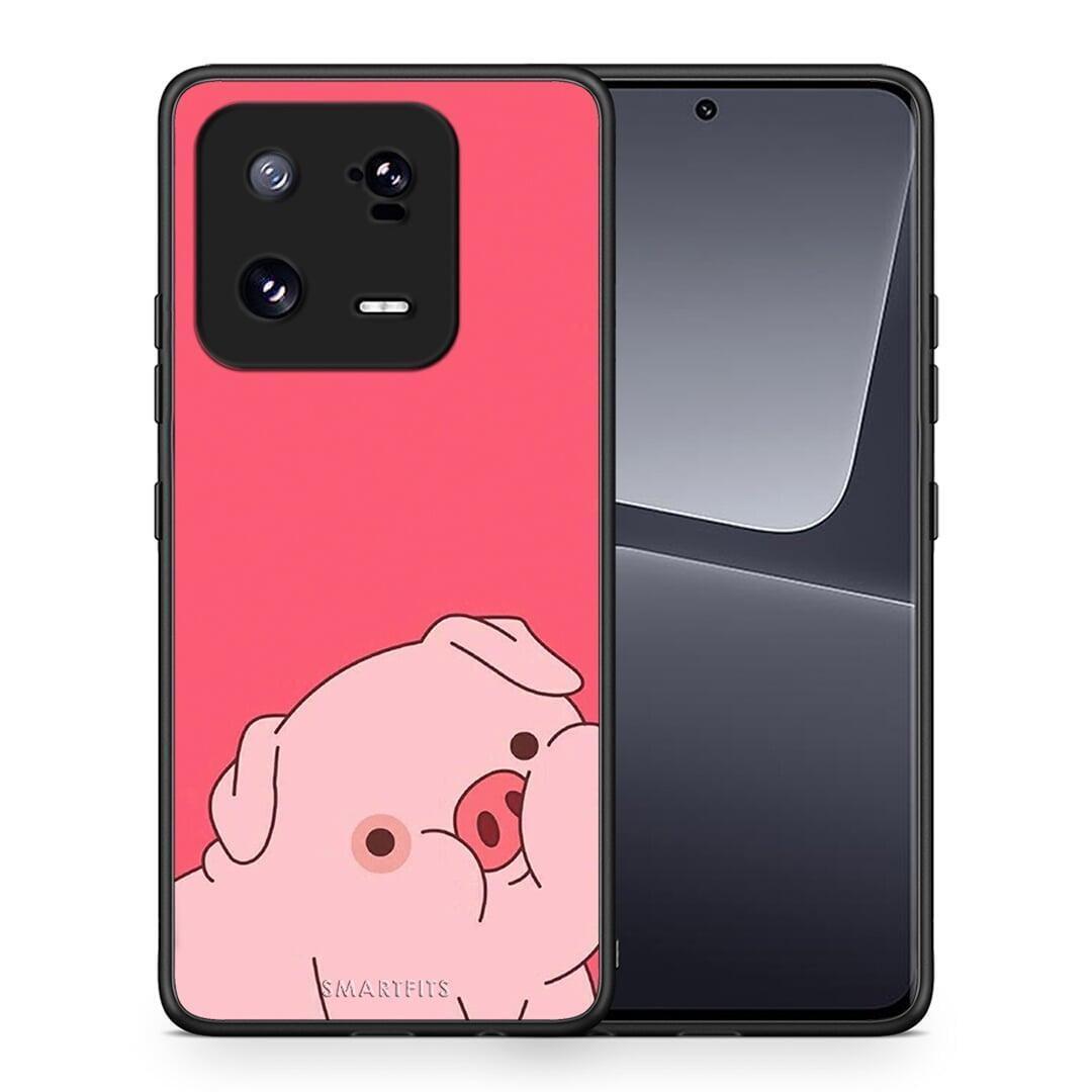 Θήκη Xiaomi 13 Pro Pig Love 1 από τη Smartfits με σχέδιο στο πίσω μέρος και μαύρο περίβλημα | Xiaomi 13 Pro Pig Love 1 Case with Colorful Back and Black Bezels