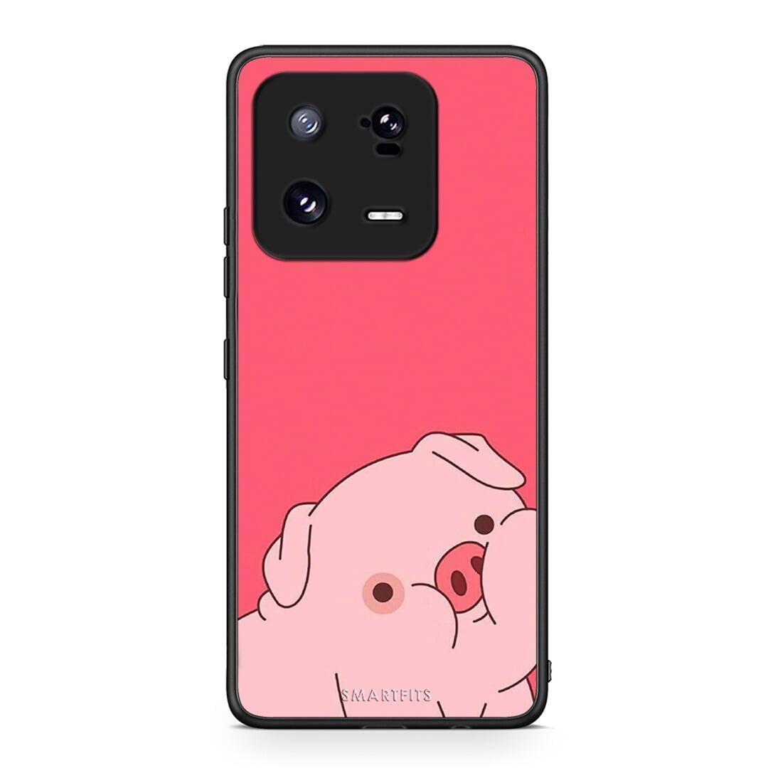 Θήκη Xiaomi 13 Pig Love 1 από τη Smartfits με σχέδιο στο πίσω μέρος και μαύρο περίβλημα | Xiaomi 13 Pig Love 1 Case with Colorful Back and Black Bezels