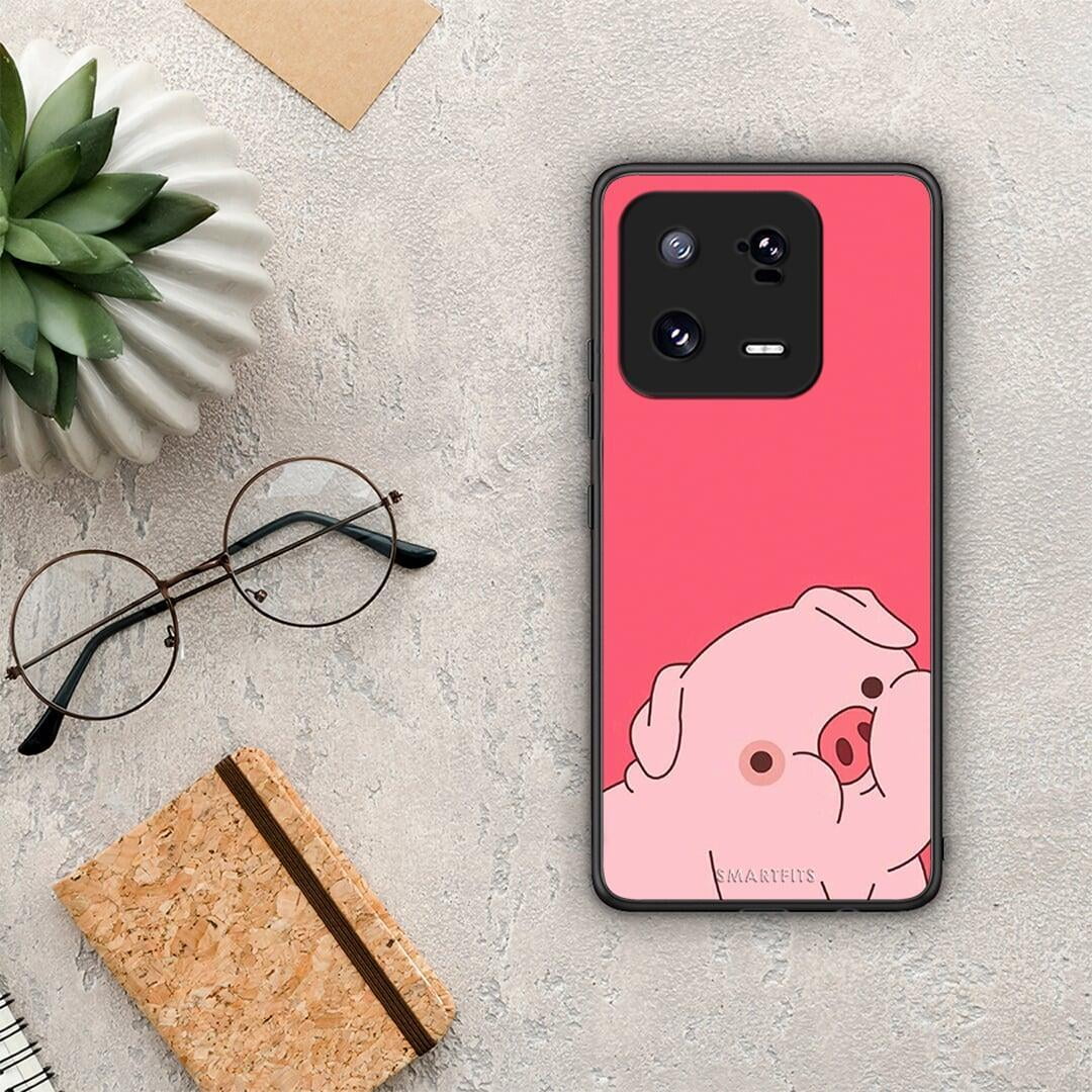 Θήκη Xiaomi 13 Pig Love 1 από τη Smartfits με σχέδιο στο πίσω μέρος και μαύρο περίβλημα | Xiaomi 13 Pig Love 1 Case with Colorful Back and Black Bezels